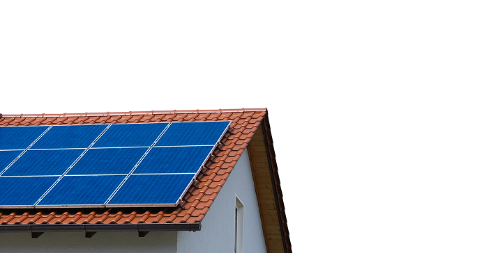 Home with solar panels illustration